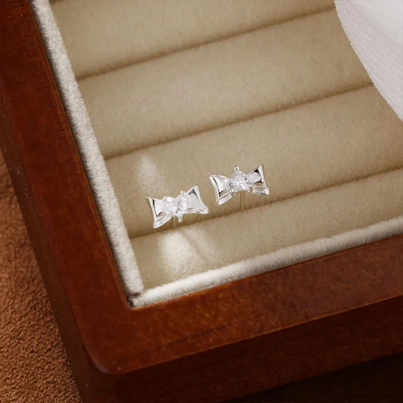CARAT'S DIARY S999 Fine Silver Stud Earrings Women's-5