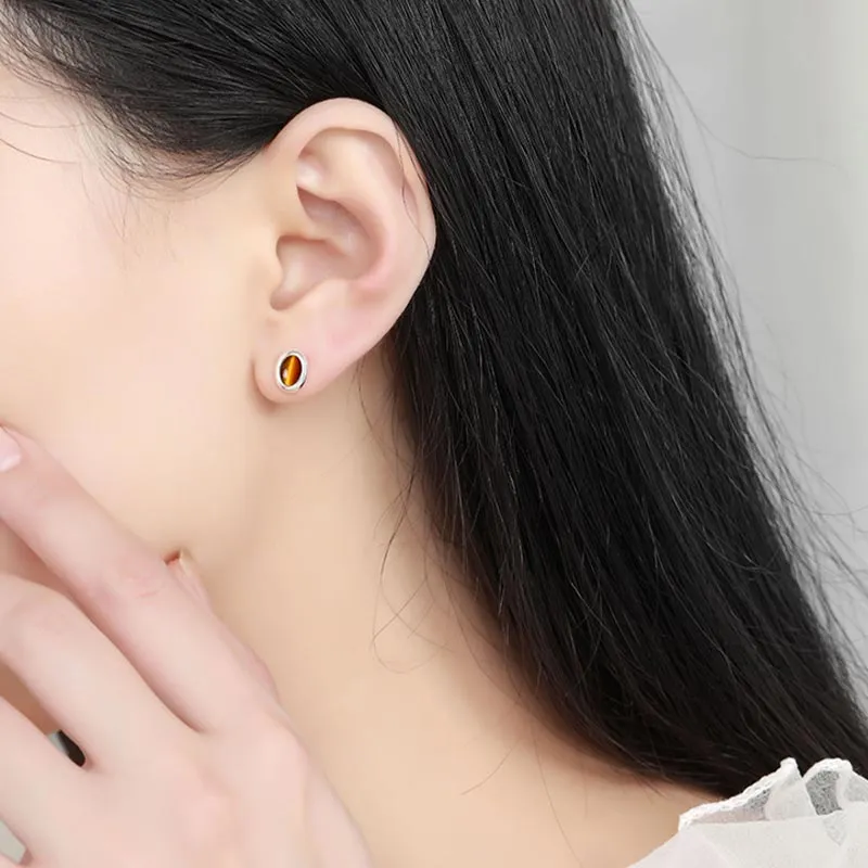CARAT'S DIARY Agate Stud Earrings Women's-1