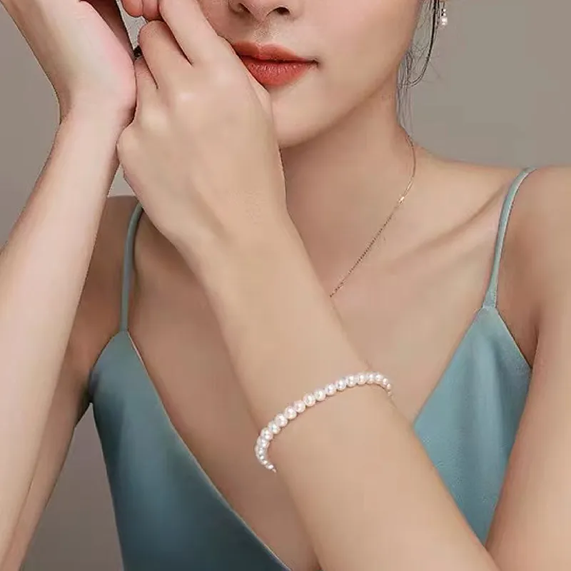 CARAT'S DIARY Faux Pearl Plain Band Layering Instagram Style Bracelets Women's-4