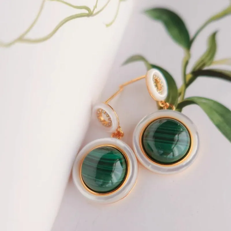 CARAT'S DIARY Synthetic Malachite Earrings Women's-4