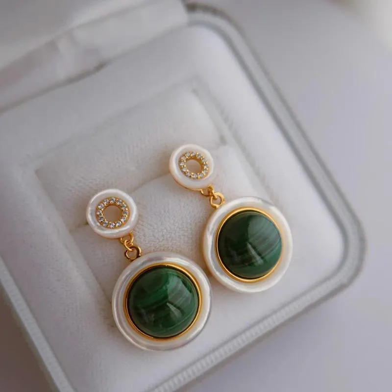 CARAT'S DIARY Synthetic Malachite Earrings Women's-5