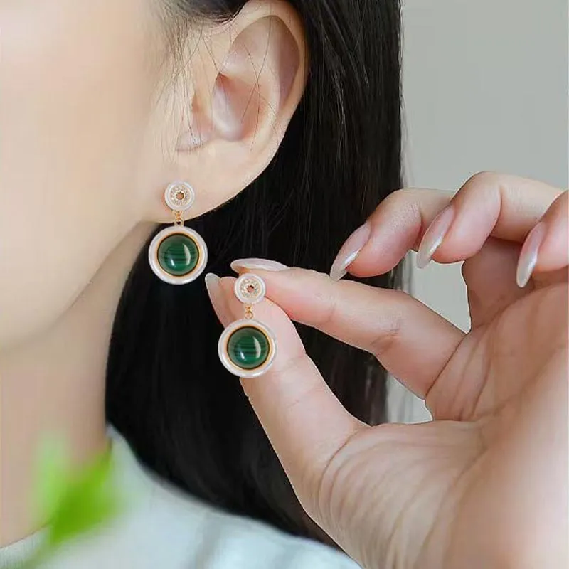 CARAT'S DIARY Synthetic Malachite Earrings Women's-3