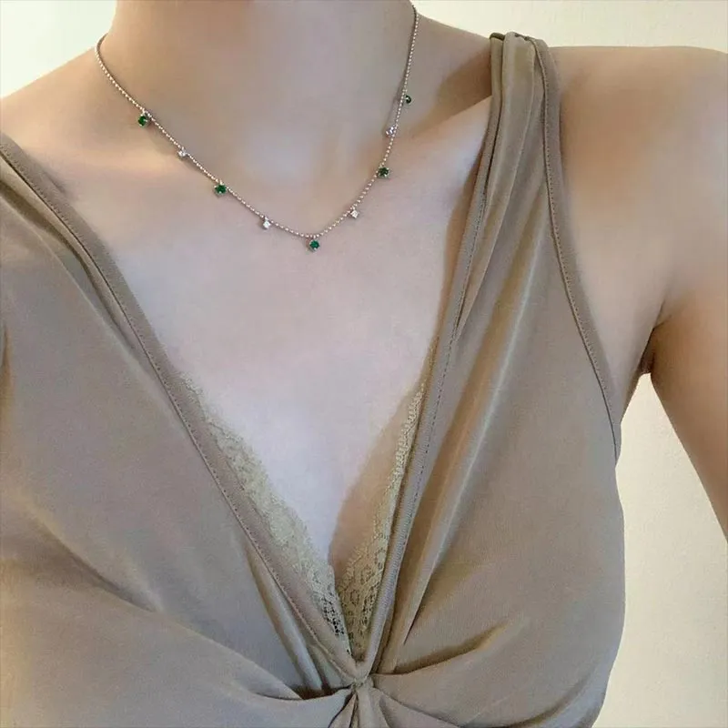 CARAT'S DIARY S925 Silver Collarbone Chain Necklace Women's-2