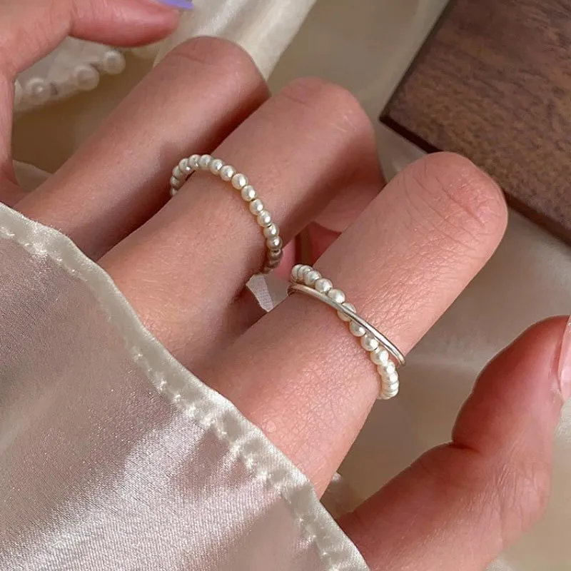 CARAT'S DIARY Faux Pearl Rings Women's-2
