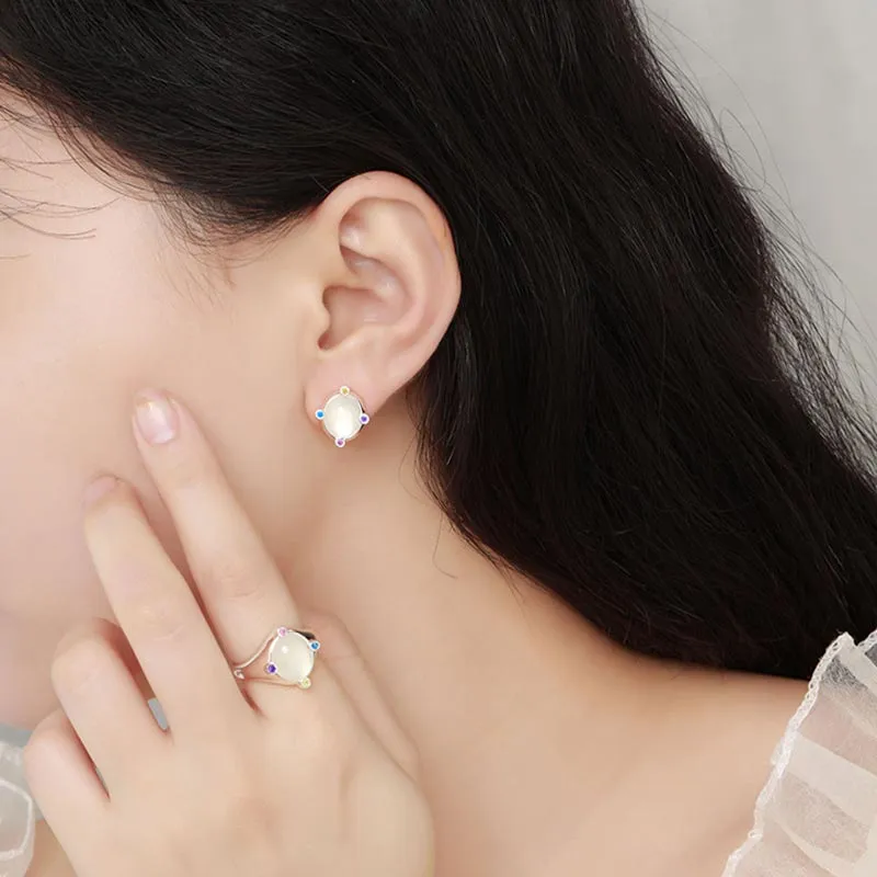 CARAT'S DIARY Agate Stud Earrings Women's-1