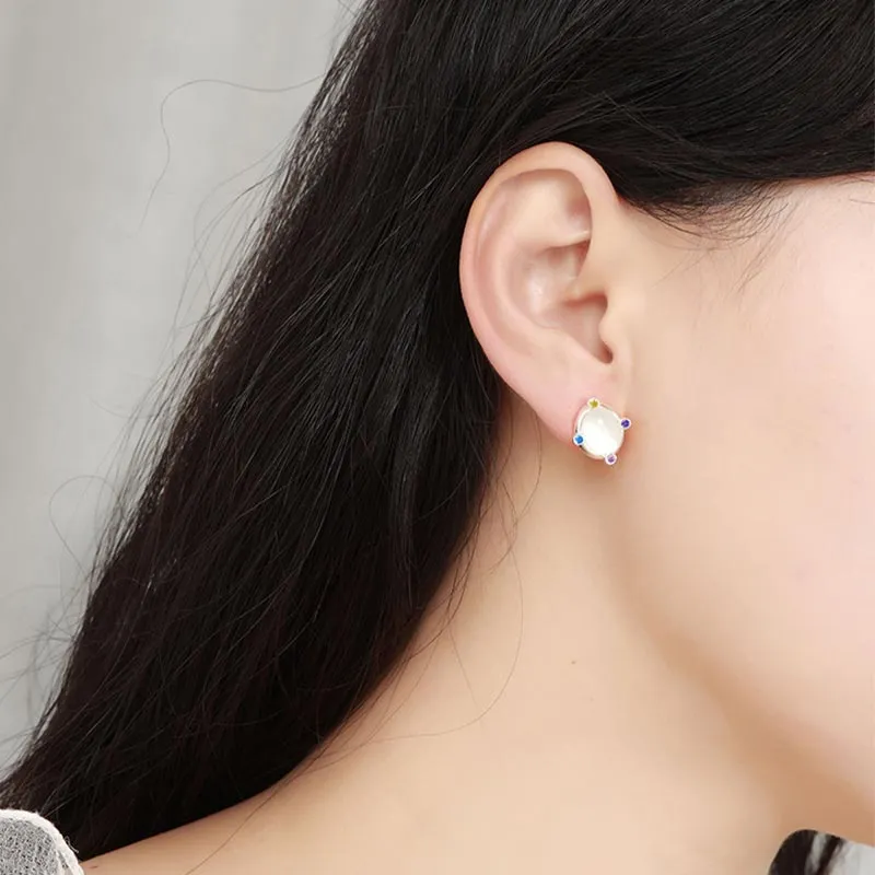 CARAT'S DIARY Agate Stud Earrings Women's-12