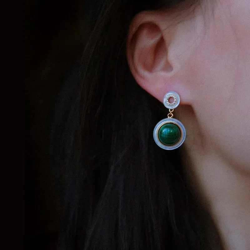 CARAT'S DIARY Synthetic Malachite Earrings Women's-1