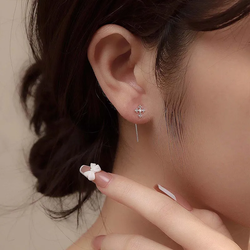 CARAT'S DIARY S999 Fine Silver Drop Earrings Women's-1