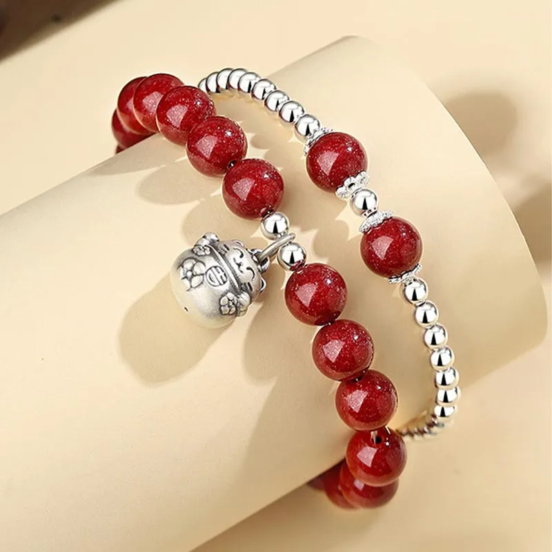 CARAT'S DIARY Reconstructed Cinnabar Bracelets Unisex-5
