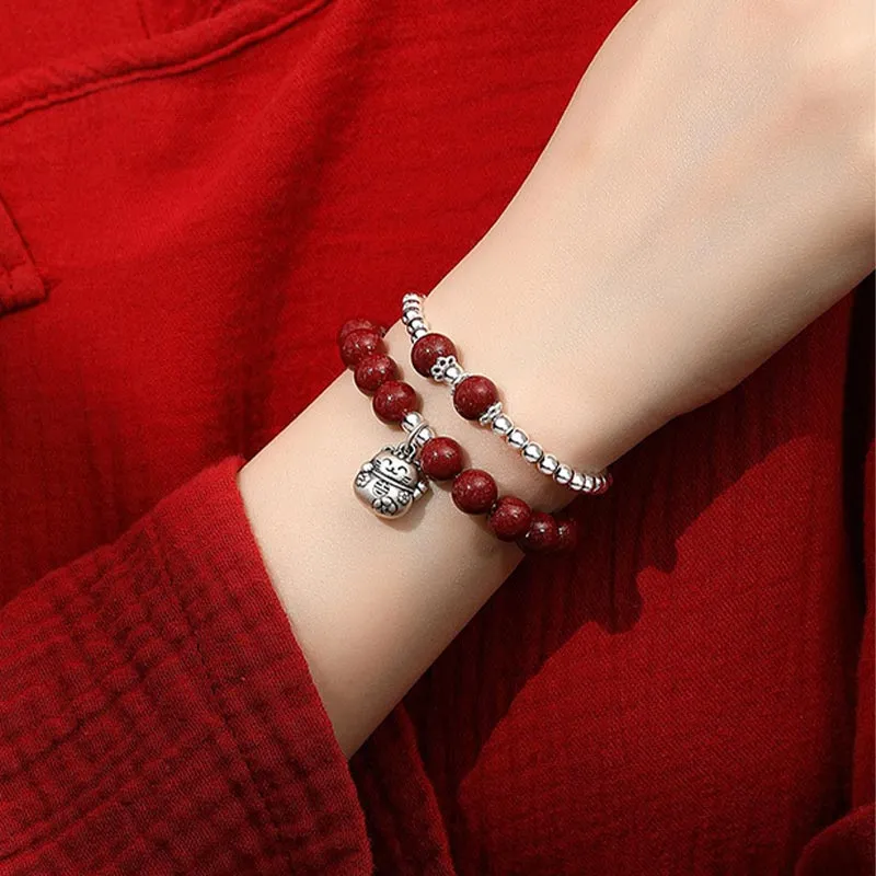 CARAT'S DIARY Reconstructed Cinnabar Bracelets Unisex-1