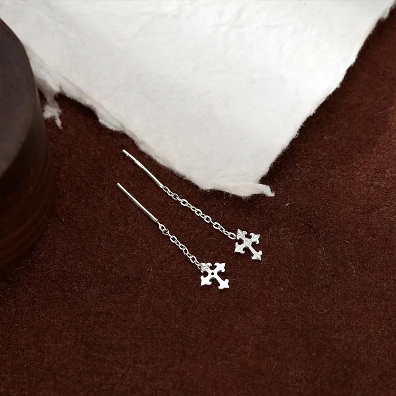 CARAT'S DIARY S999 Fine Silver Drop Earrings Women's-4