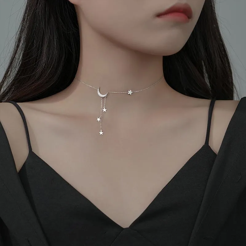 CARAT'S DIARY S925 Silver Collarbone Chain Necklace Women's-1