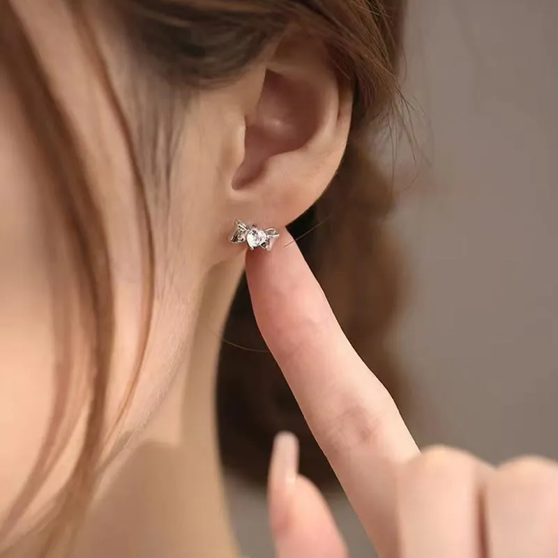 CARAT'S DIARY S999 Fine Silver Stud Earrings Women's-3