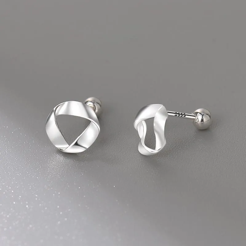 CARAT'S DIARY S999 Fine Silver Stud Earrings Women's-5