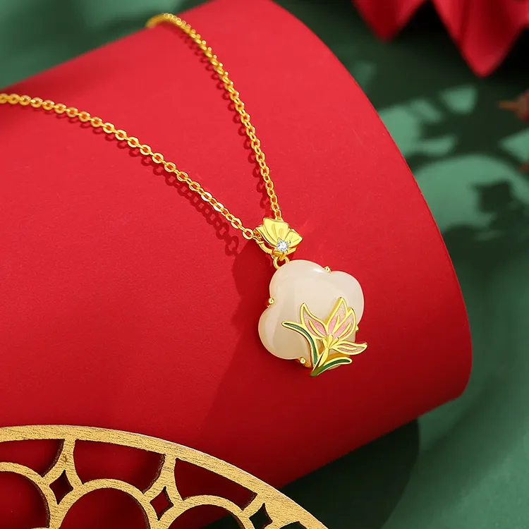 FUSSEM Hetian Jade Necklaces White Jade Unisex-5
