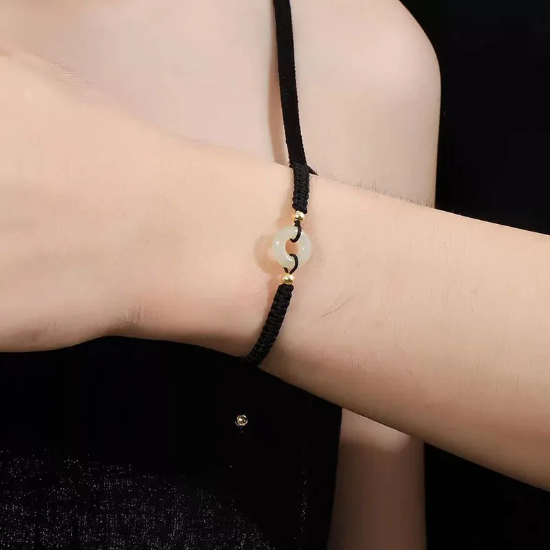 FUSSEM Hetian Jade Bracelets Unisex Pale Greenish White Jade-1