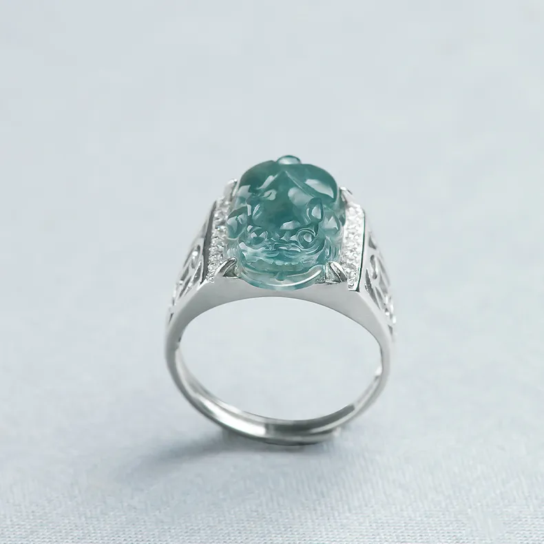 FUSSEM Ice Type Jadeite Rings Unisex-2