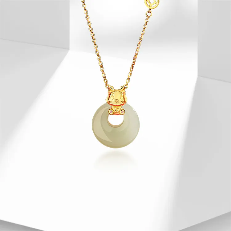 FUSSEM Hetian Jade Necklaces Pale Greenish White Jade Unisex-7