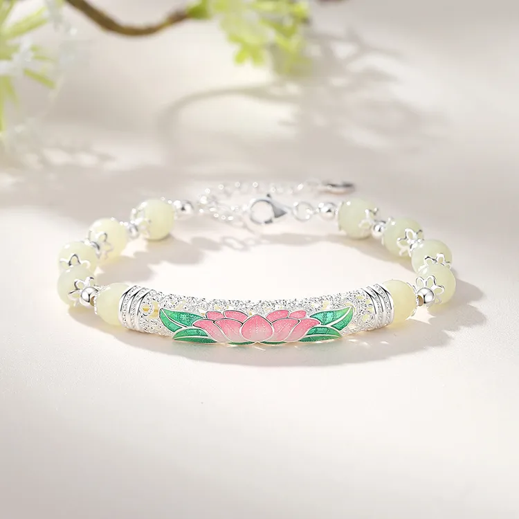 FUSSEM Hetian Jade Bracelets Pale Greenish White Jade Women's-2