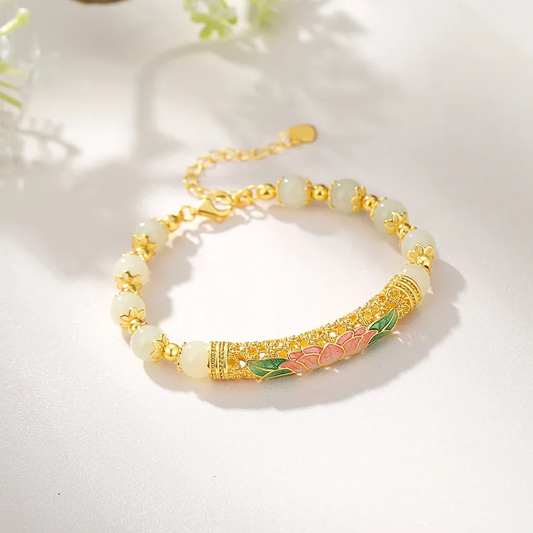 FUSSEM Hetian Jade Bracelets Pale Greenish White Jade Women's-4