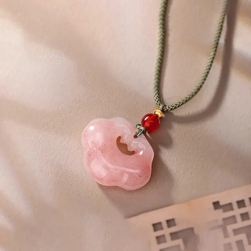 FUSSEM Golden Silk Jade Necklaces Women's-1