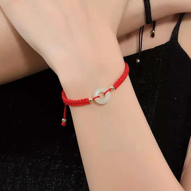 FUSSEM Hetian Jade Bracelets Unisex Pale Greenish White Jade-3