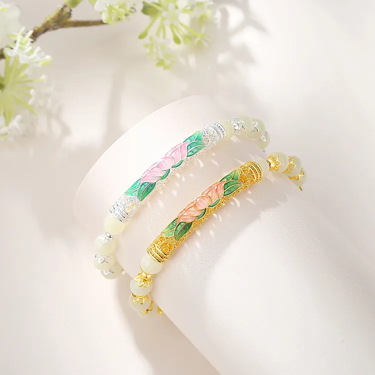 FUSSEM Hetian Jade Bracelets Pale Greenish White Jade Women's-5