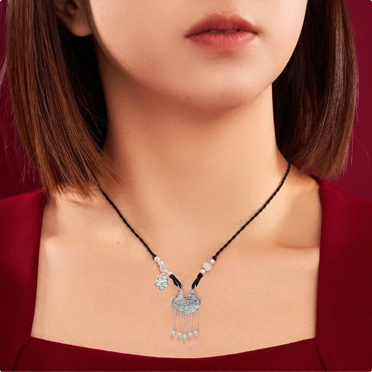 FUSSEM S999 Fine Silver Necklaces Women's-4