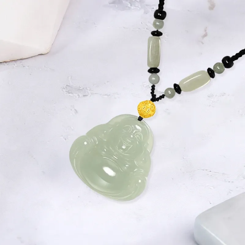FUSSEM Hetian Jade Necklaces Green Jade Unisex-2