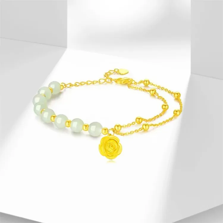FUSSEM Hetian Jade Bracelets Pale Greenish White Jade Women's-3