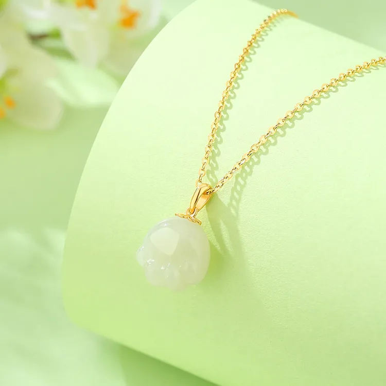 FUSSEM Hetian Jade Necklaces Pale Greenish White Jade Women's-1