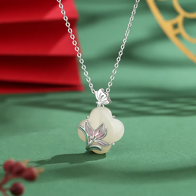FUSSEM Hetian Jade Necklaces White Jade Unisex-1