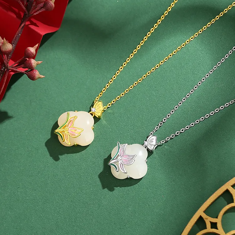 FUSSEM Hetian Jade Necklaces White Jade Unisex-4