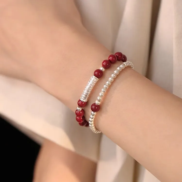 FUSSEM Cinnabar Jade Bracelets Women's-2