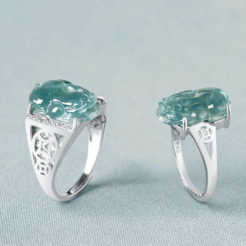 FUSSEM Ice Type Jadeite Rings Unisex-1