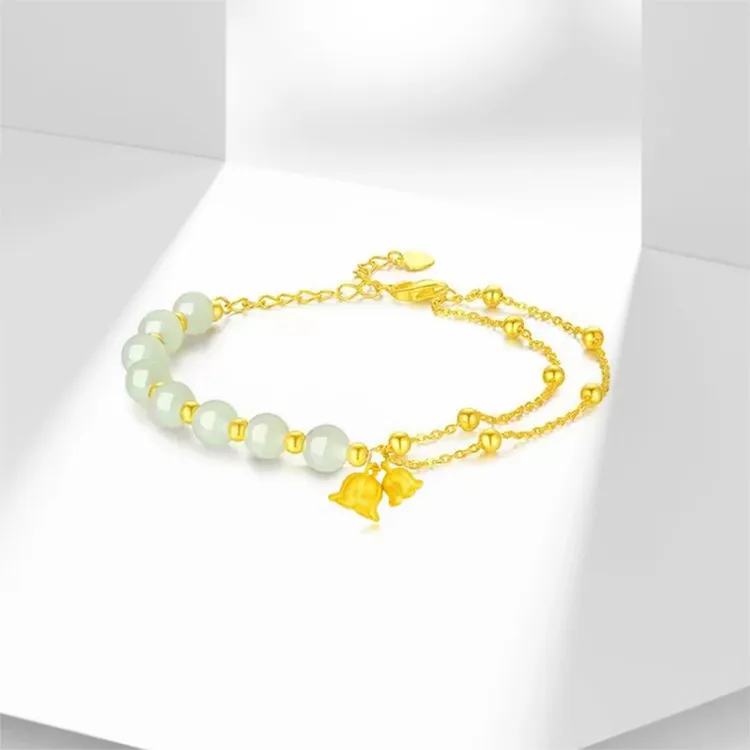 FUSSEM Hetian Jade Bracelets Pale Greenish White Jade Women's-3