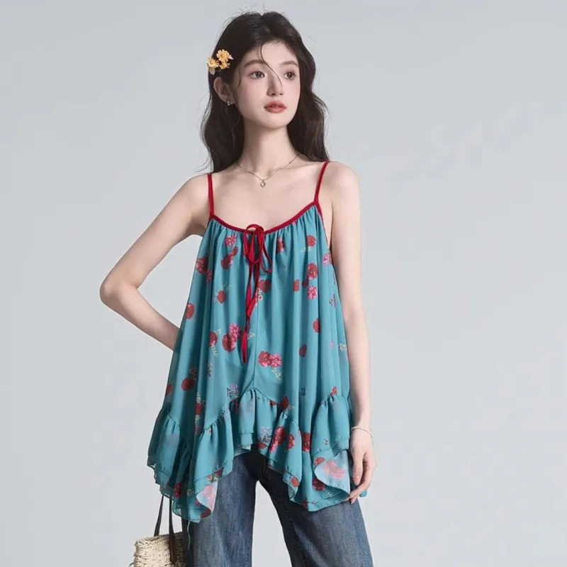 MTHE Slip Dresses Women's Blue Floral-5