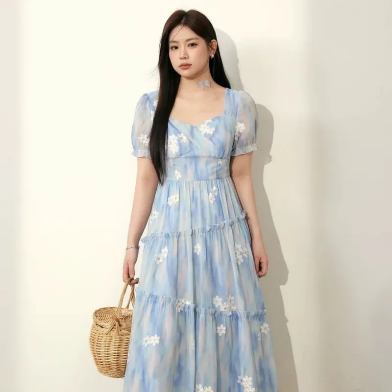 MTHE Short Sleeved Dress Women's Blue-4