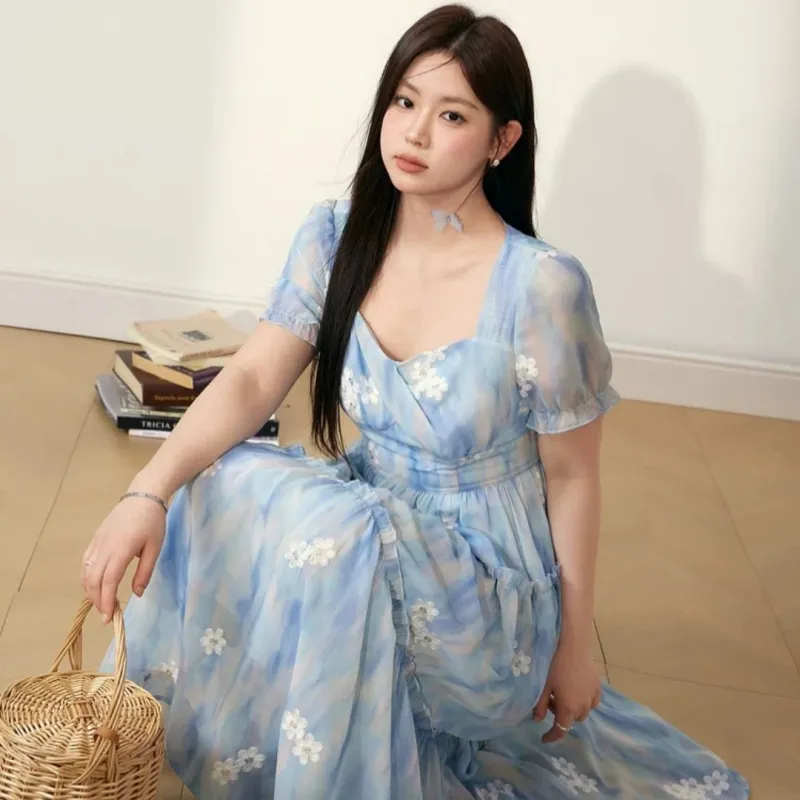 MTHE Short Sleeved Dress Women's Blue-3