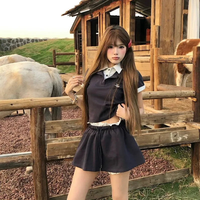 MTHE Skirt Set Women's Navy Blue-3