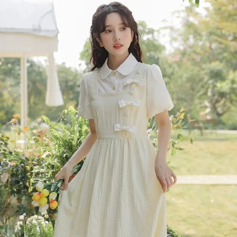 MTHE Short Sleeved Dress Women's Yellow-5