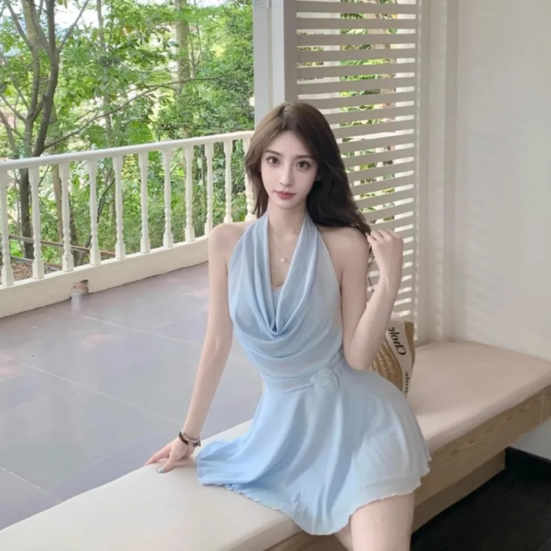 MTHE Sleeveless Dresses Women's Blue-5