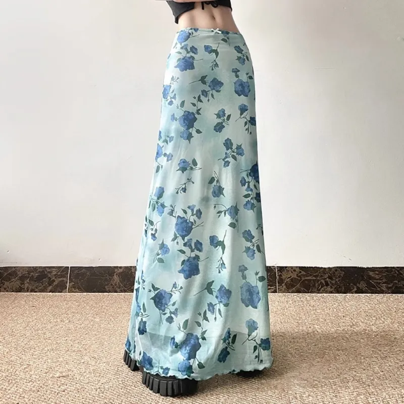 MTHE Casual Long Skirts Women's Rose Floral-2