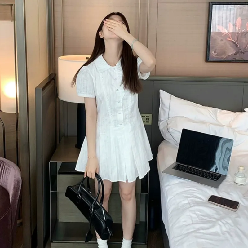 MTHE Short Sleeved Dress Women's White-5