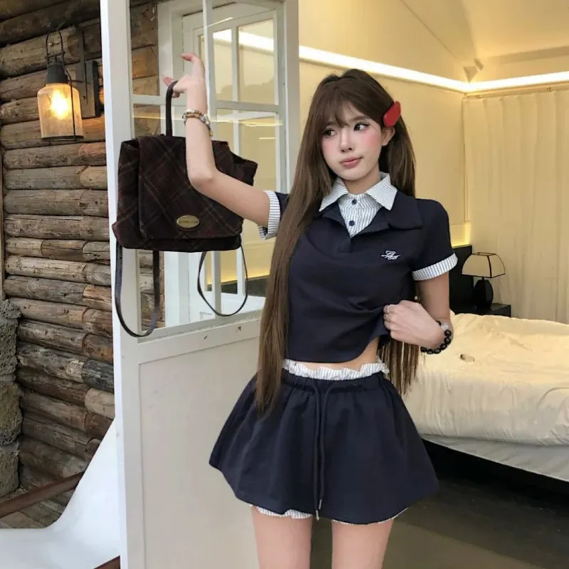 MTHE Skirt Set Women's Navy Blue-6