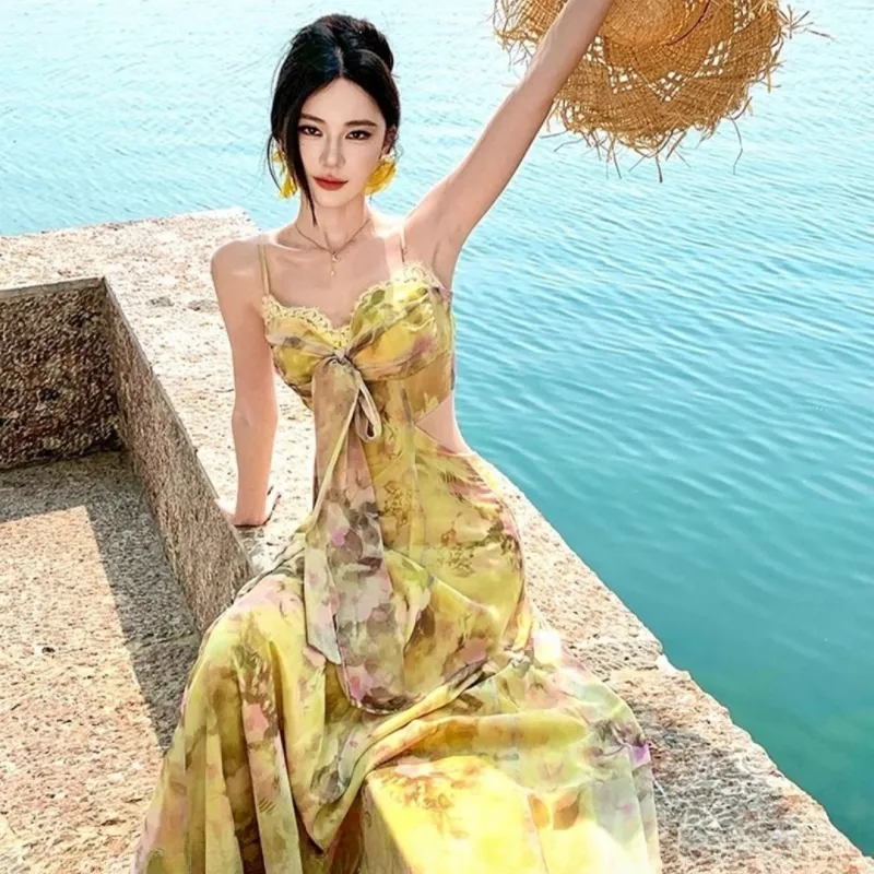 MTHE Slip Dresses Women's Yellow-3
