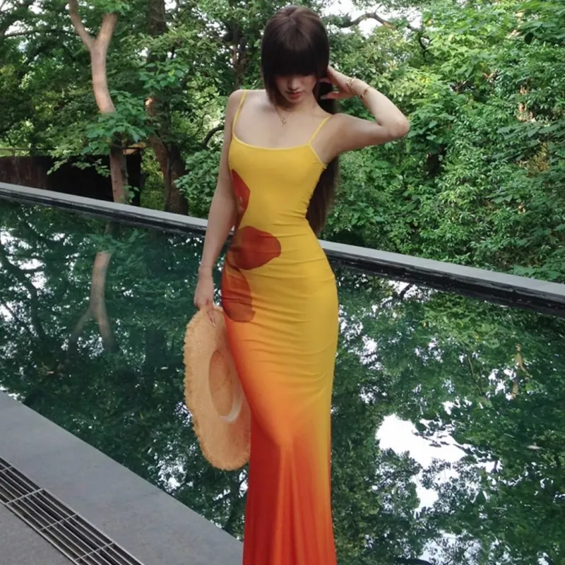 MTHE Slip Dresses Women's Sunset Orange-2