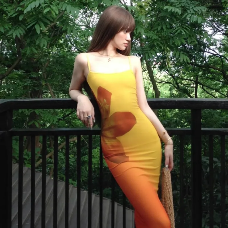 MTHE Slip Dresses Women's Sunset Orange-3