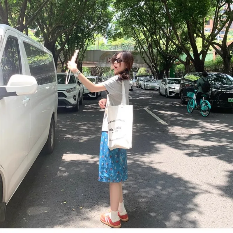 MTHE Casual Long Skirts Women's Blue-4