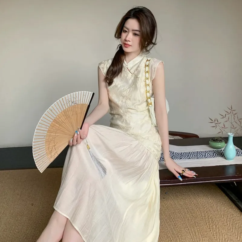 MTHE Sleeveless Dress Women's Apricot-5